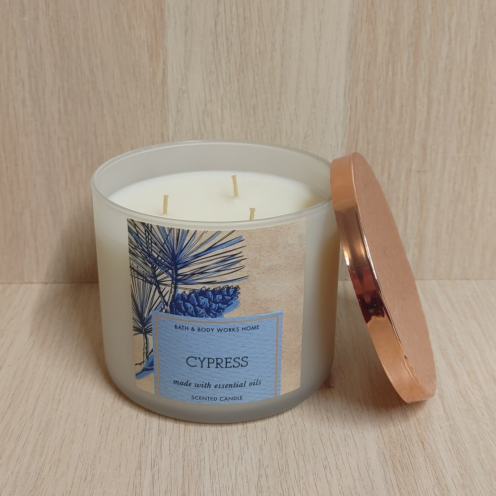 Bath & Body Works Cypress Scented Candle 3-Wick 14.5 oz Unused